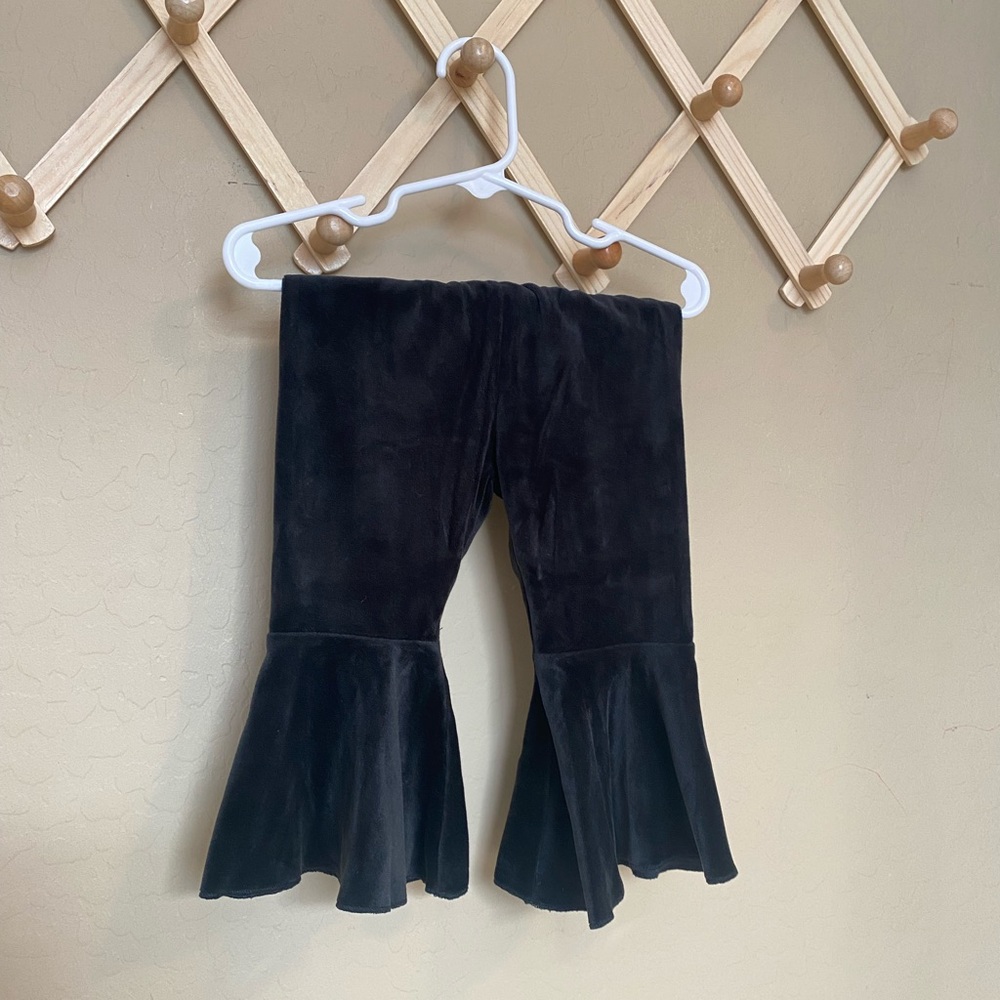 Velour velvet black bailey’s blossoms baby bells bell bottoms 9-12 month